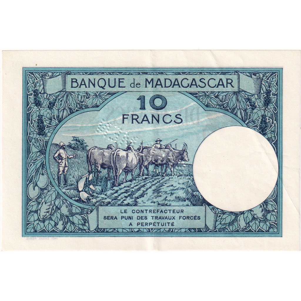 Madagascar, 10 Francs, ND (1947), Épreuve, SPL+