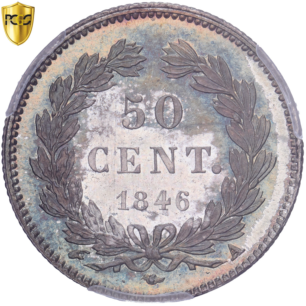 Francia, Louis Philippe I, 50 Centimes, 1846, Paris, Argento, PCGS, MS66