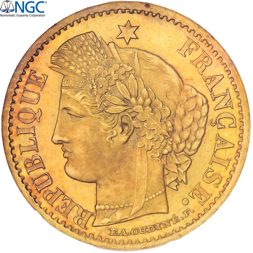 France, 20 Centimes, Cérès, 1849, Paris, Pattern, Gold, NGC, PF65