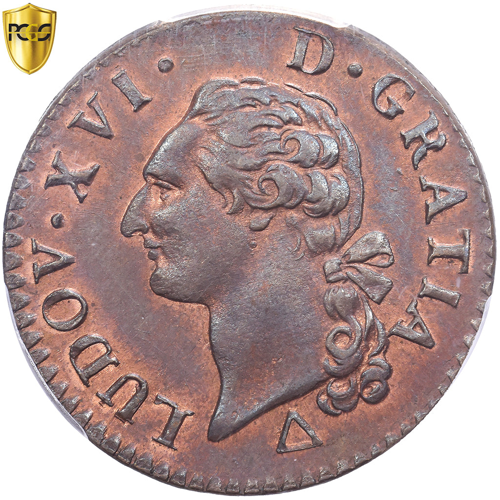 França, Louis XVI, 1 Sol, 1791, Orléans, Cobre, PCGS, MS65BN, Gadoury:350