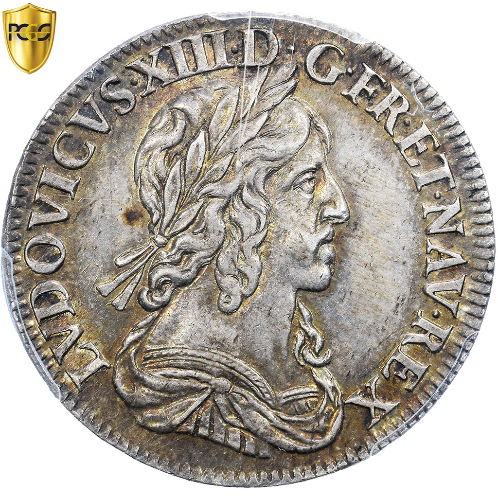 France, Louis XIII, 1/4 écu, 2e poinçon de Warin, 1643, Paris, Silver, PCGS