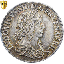 França, Louis XIII, 1/4 écu, 2e poinçon de Warin, 1643, Paris, Prata, PCGS