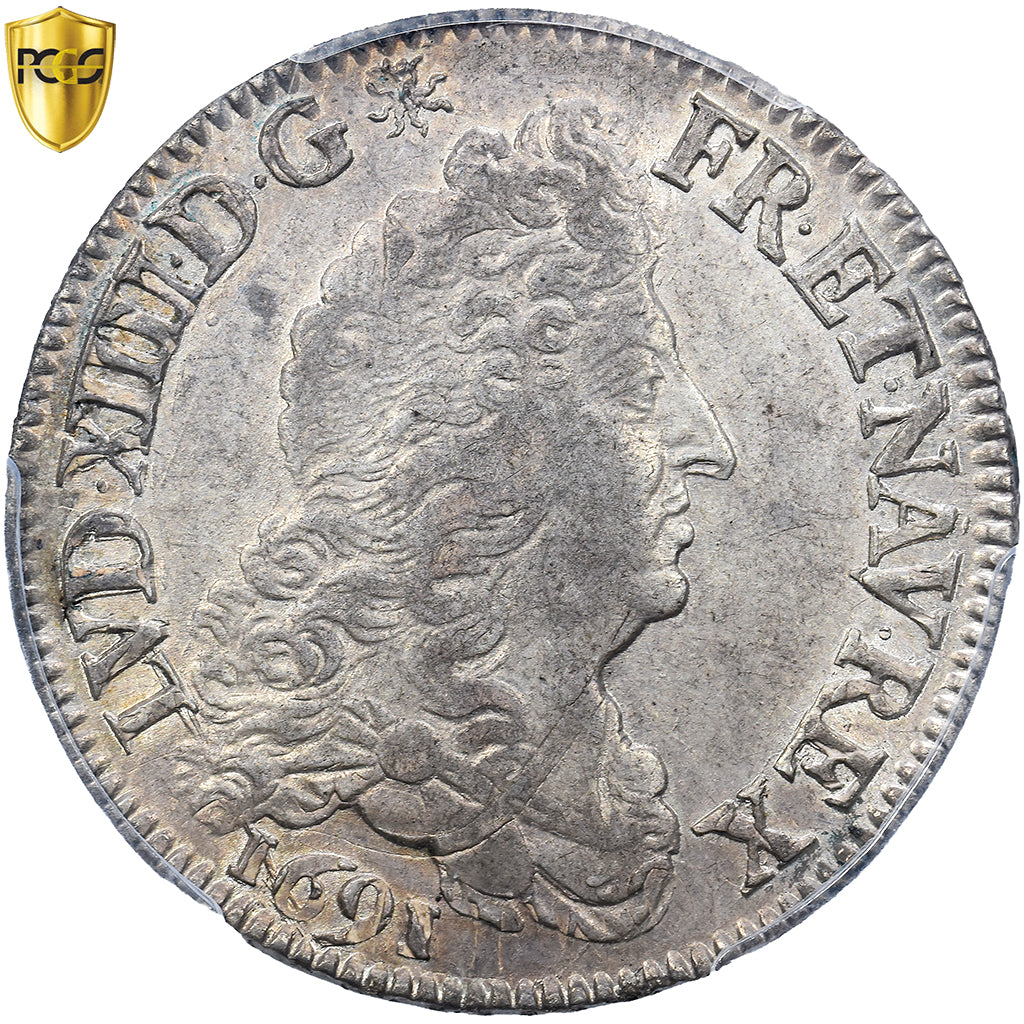 Francia, Louis XIV, 1/2 Écu aux 8 L, 1691, Paris, reformed, Argento, PCGS