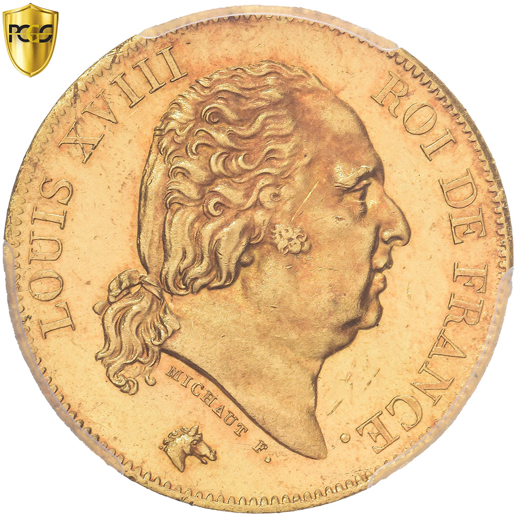 Francia, Louis XVIII, 40 Francs, 1816, Paris, Oro, PCGS, MS63, Gadoury:1092