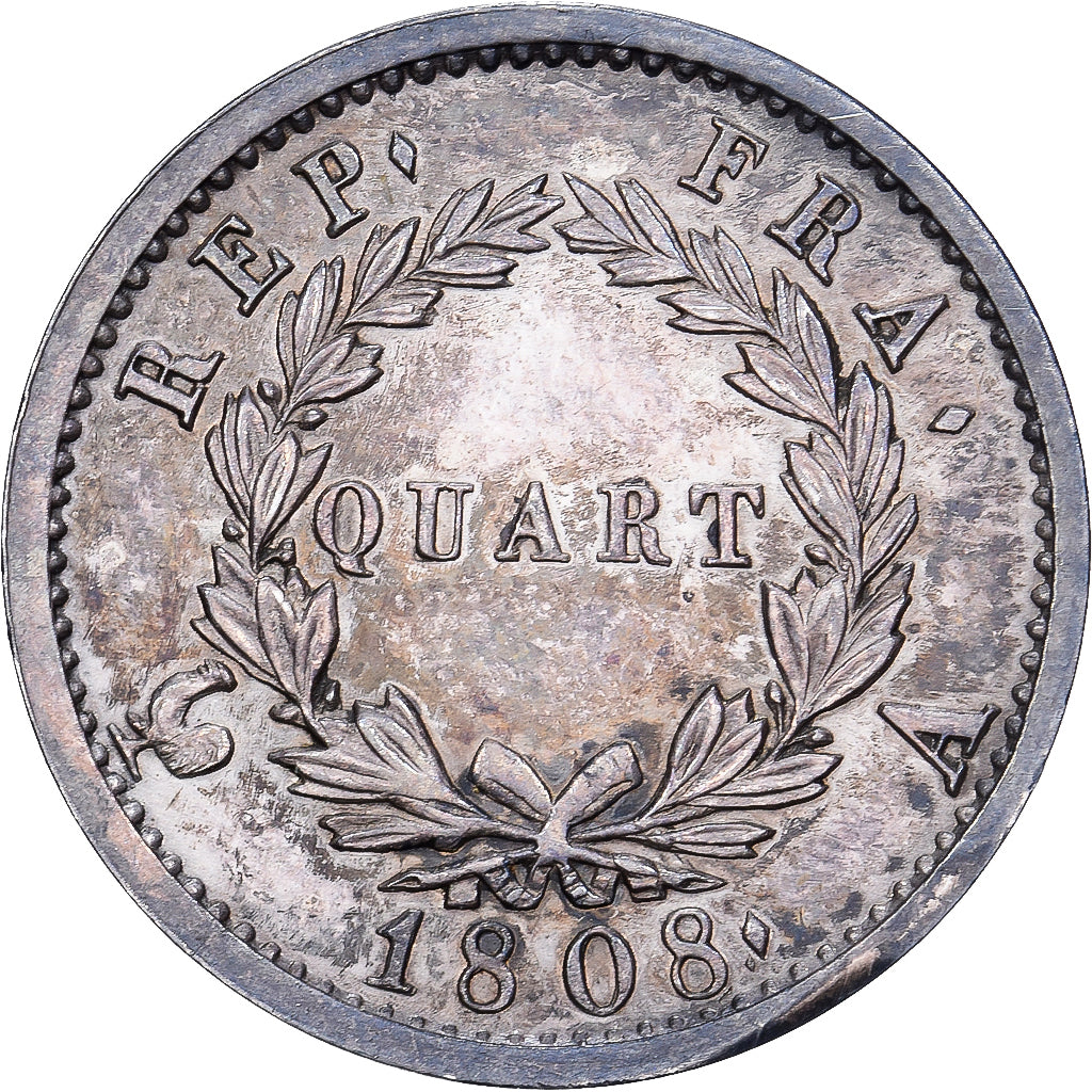 France, Napoléon Ier, Quart, 1808, Paris, Argent, SUP, Gadoury:349