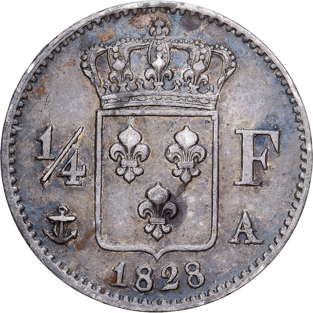 Francia, Charles X, 1/4 Franc, 1828, Paris, Plata, EBC, Gadoury:353