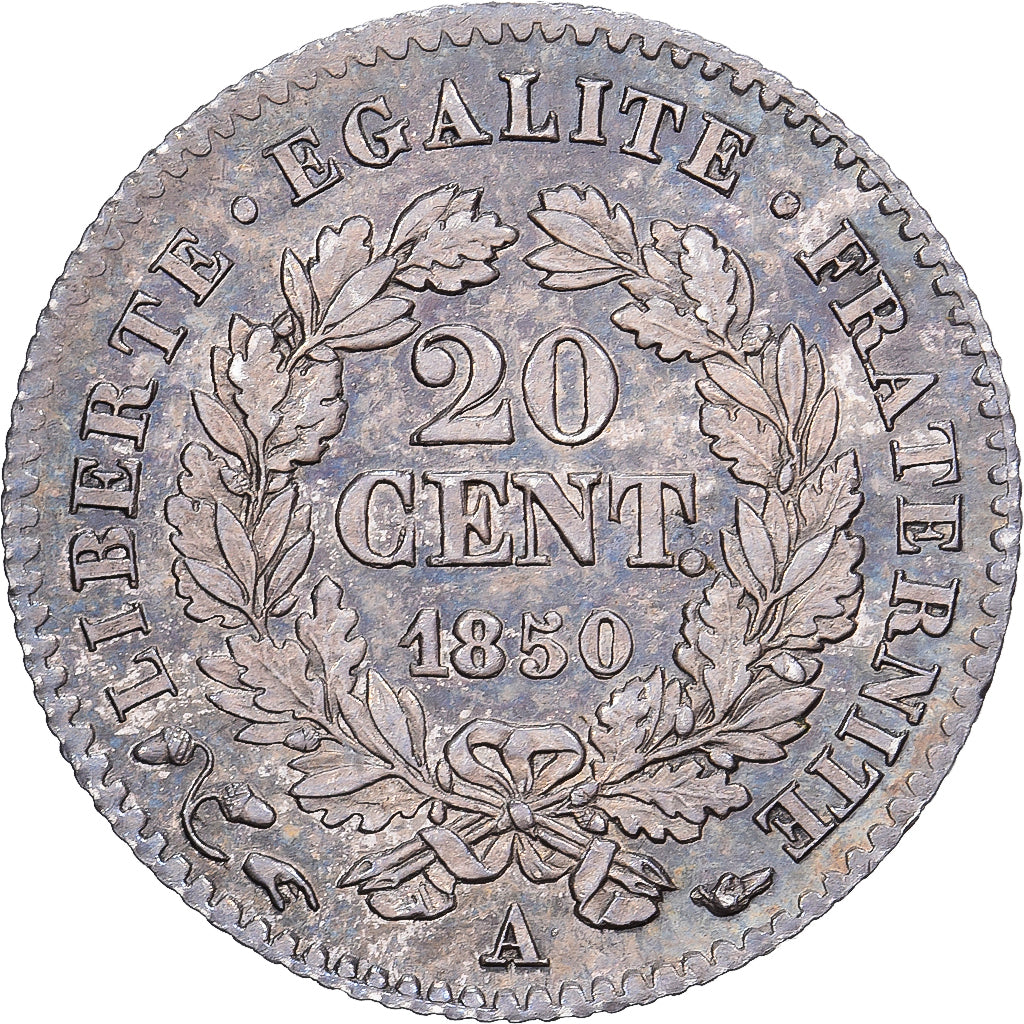 Francia, 20 Centimes, Cérès, 1850, Paris, Plata, EBC, Gadoury:303