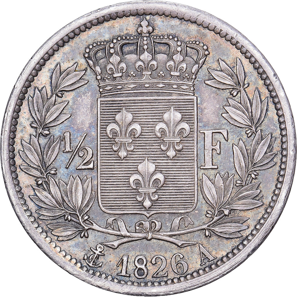 France, Charles X, 1/2 Franc, 1826, Paris, Silver, AU(55-58), Gadoury:402