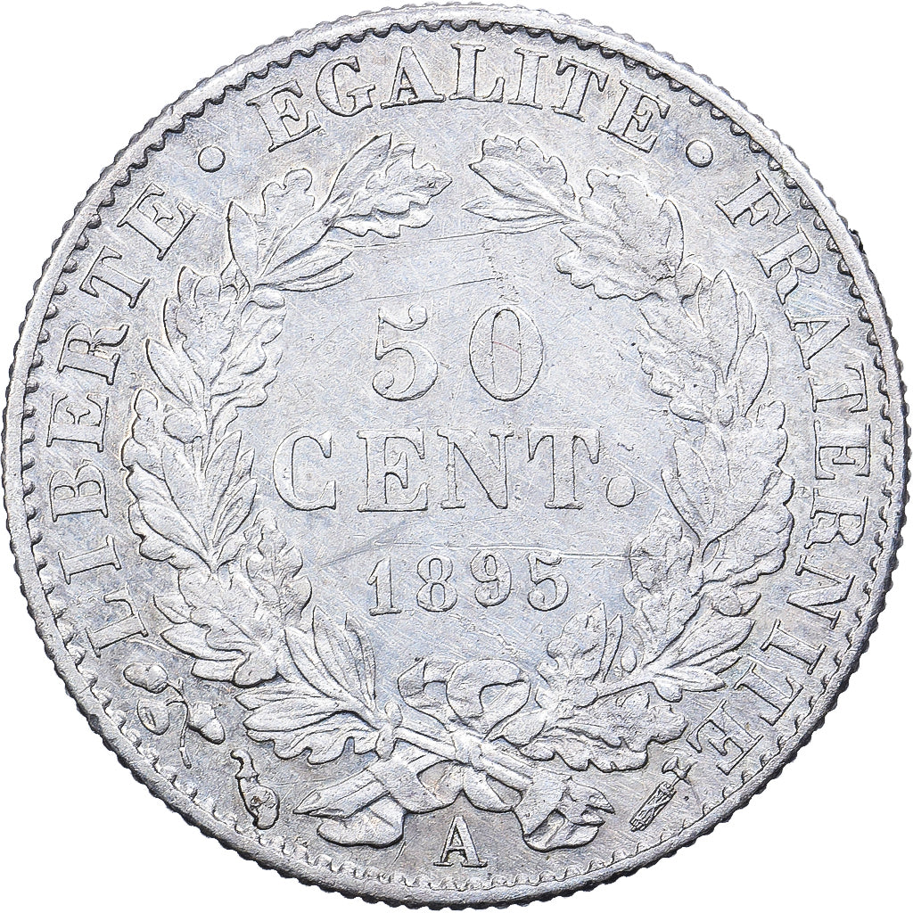 Frankrijk, 50 Centimes, Cérès, 1895, Paris, Zilver, PR, Gadoury:419a