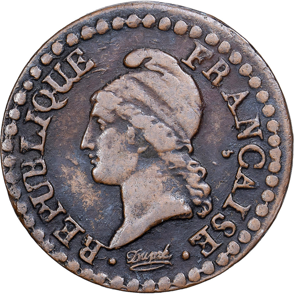 França, 1 Centime, Dupré, AN 7, Paris, Cobre, EF(40-45), Gadoury:76