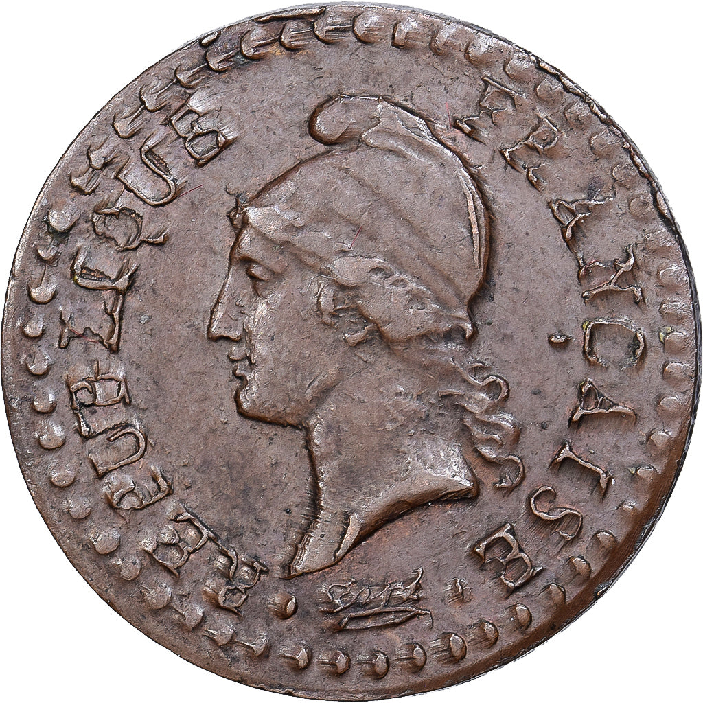 França, 1 Centime, Dupré, AN 8, Paris, Cobre, AU(55-58), Gadoury:76a