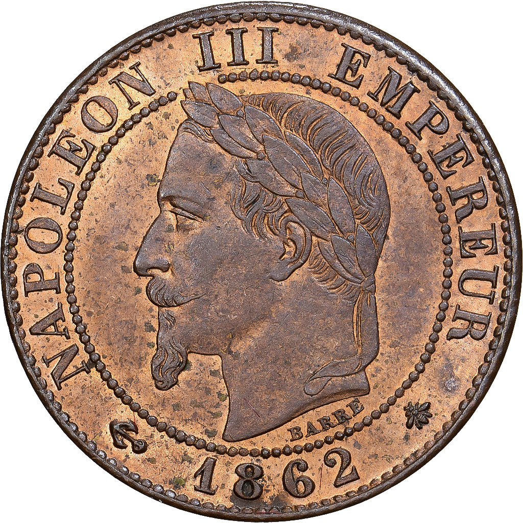 França, Napoleon III, 1 Centime, 1862, Paris, Bronze, MS(63), Gadoury:87