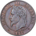 França, Napoleon III, 2 Centimes, 1861, Strasbourg, Bronze, AU(55-58)
