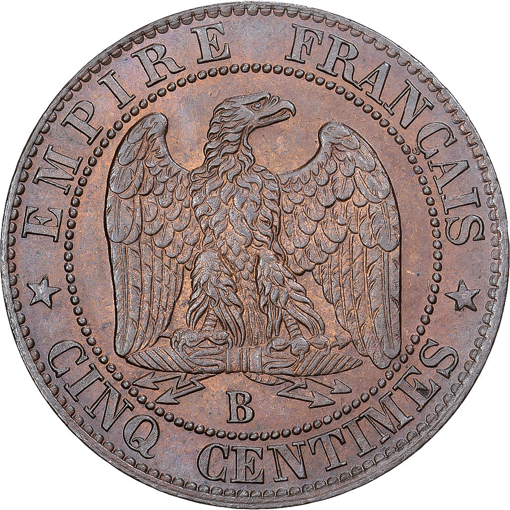 Frankreich, Napoleon III, 5 Centimes, 1856, Rouen, Bronze, VZ, Gadoury:152
