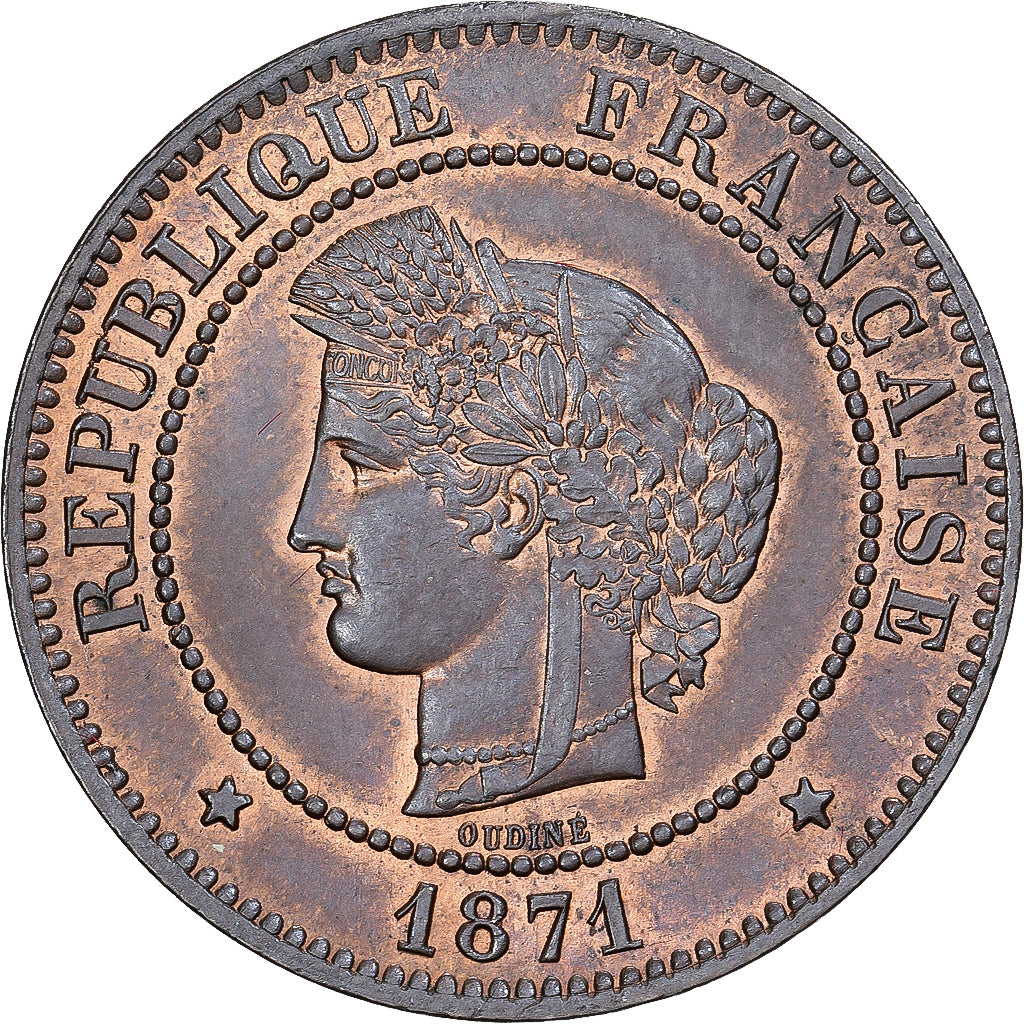 França, 5 Centimes, Cérès, 1871, Paris, Bronze, AU(55-58), Gadoury:157