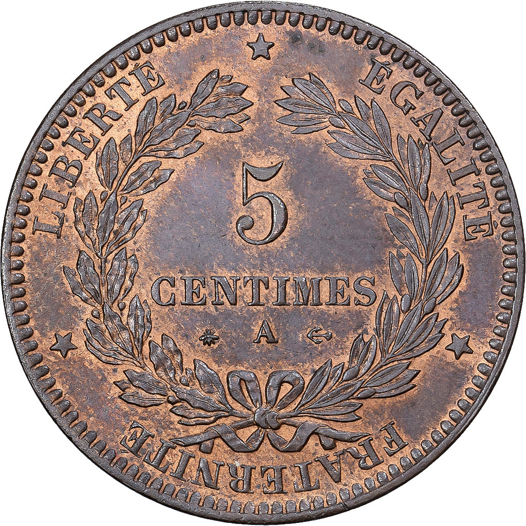 França, 5 Centimes, Cérès, 1871, Paris, Bronze, AU(55-58), Gadoury:157