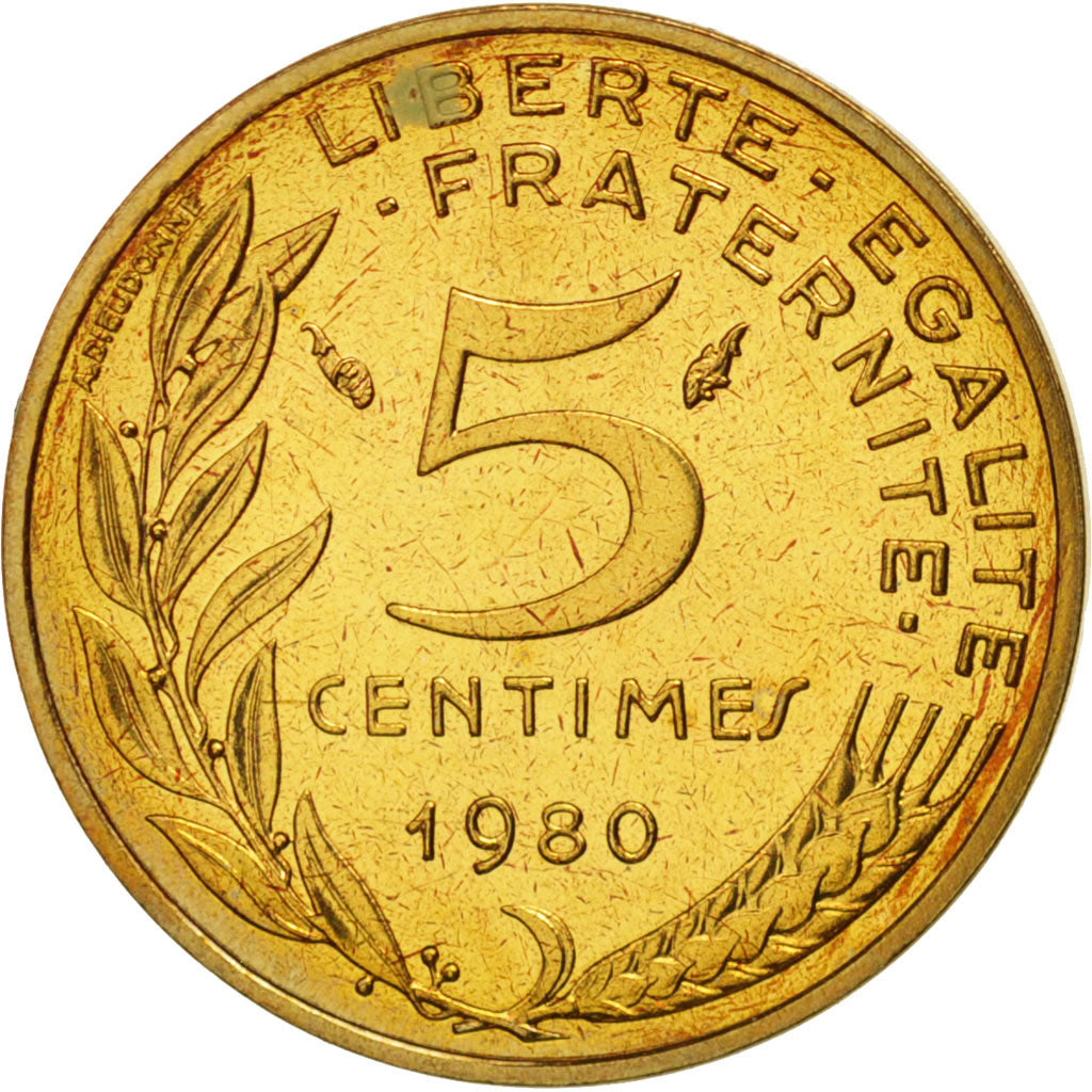 Monnaie, France, Marianne, 5 Centimes, 1980, Paris, SPL, Aluminum-Bronze
