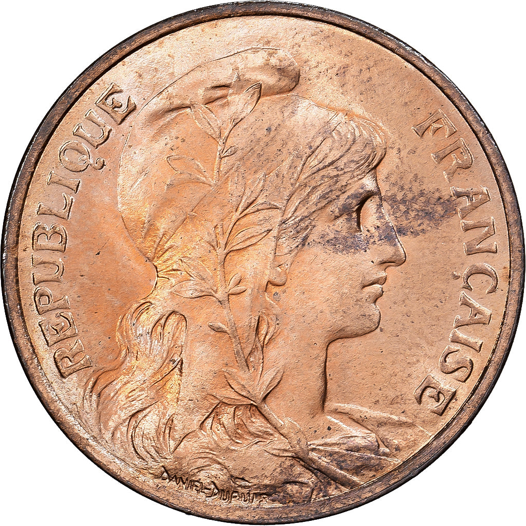 Frankrijk, 5 Centimes, Daniel-Dupuis, 1904, Paris, Bronzen, UNC-, Gadoury:165
