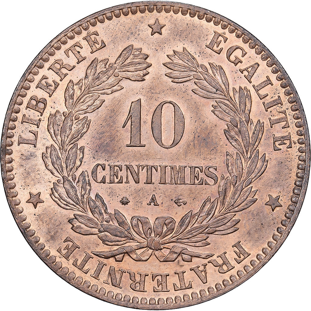 Frankreich, 10 Centimes, Cérès, 1871, Paris, Bronze, VZ, Gadoury:265