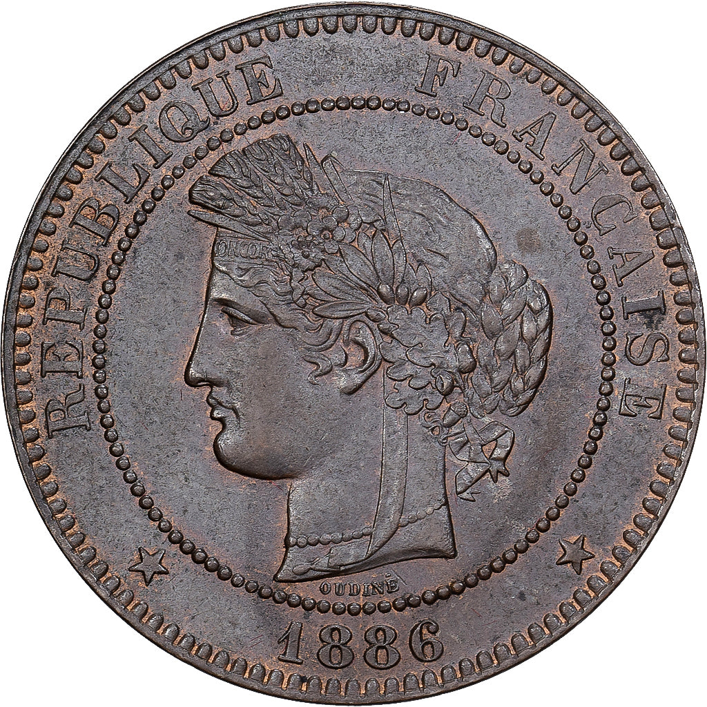 Frankreich, 10 Centimes, Cérès, 1886, Paris, Bronze, VZ, Gadoury:265a