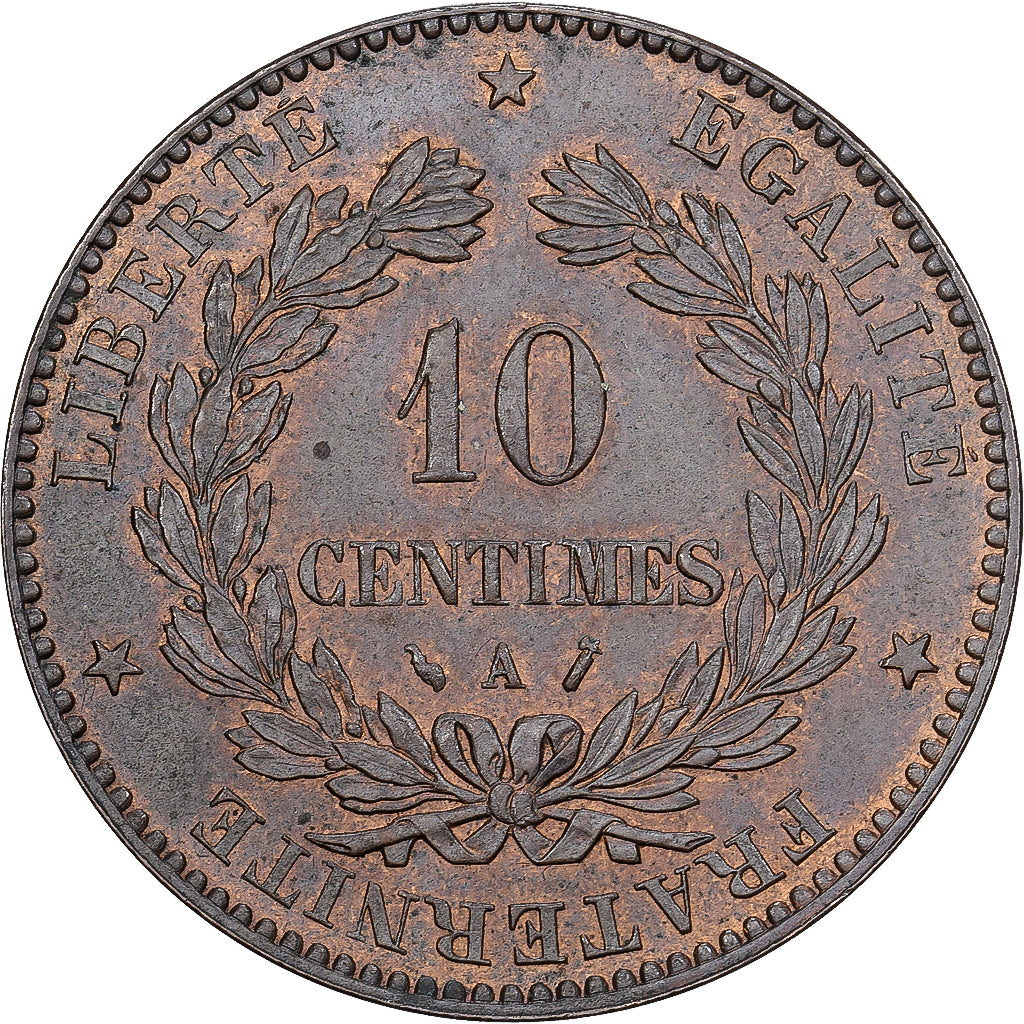 Frankreich, 10 Centimes, Cérès, 1886, Paris, Bronze, VZ, Gadoury:265a