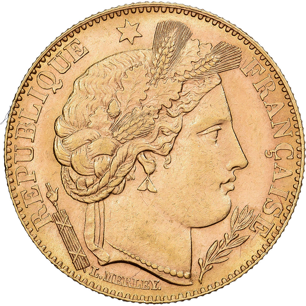 França, 10 Francs, Cérès, 1895, Paris, Dourado, AU(55-58), Gadoury:1016