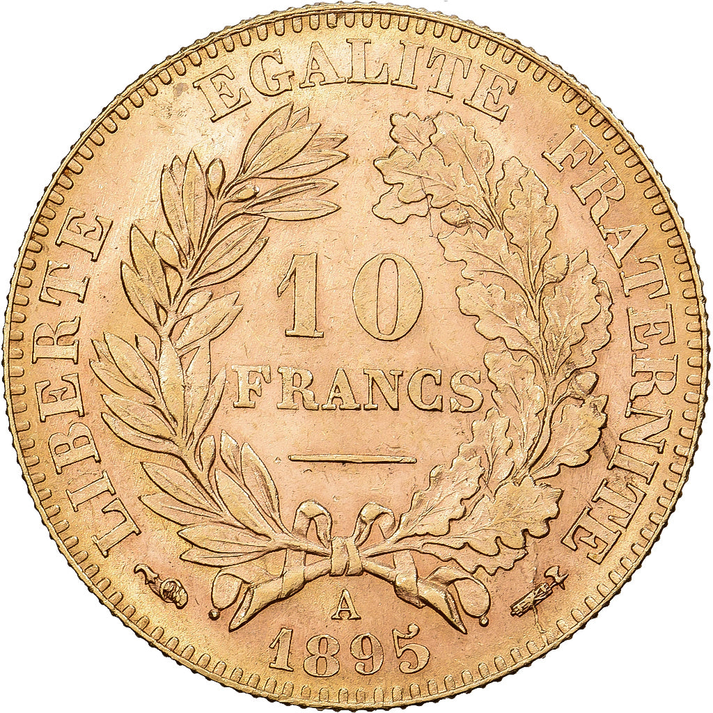 França, 10 Francs, Cérès, 1895, Paris, Dourado, AU(55-58), Gadoury:1016