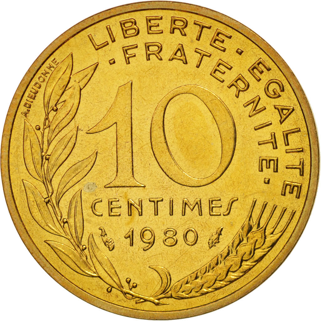 Moneda, Francia, Marianne, 10 Centimes, 1980, Paris, EBC+, Aluminio - bronce