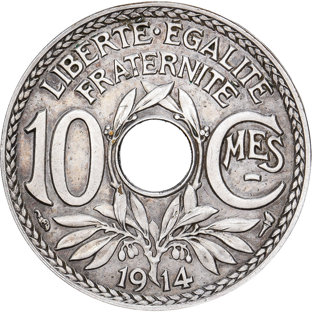 Frankrijk, 10 Centimes, Lindauer, 1914, Paris, Cmes souligné, Nickel, ZF+