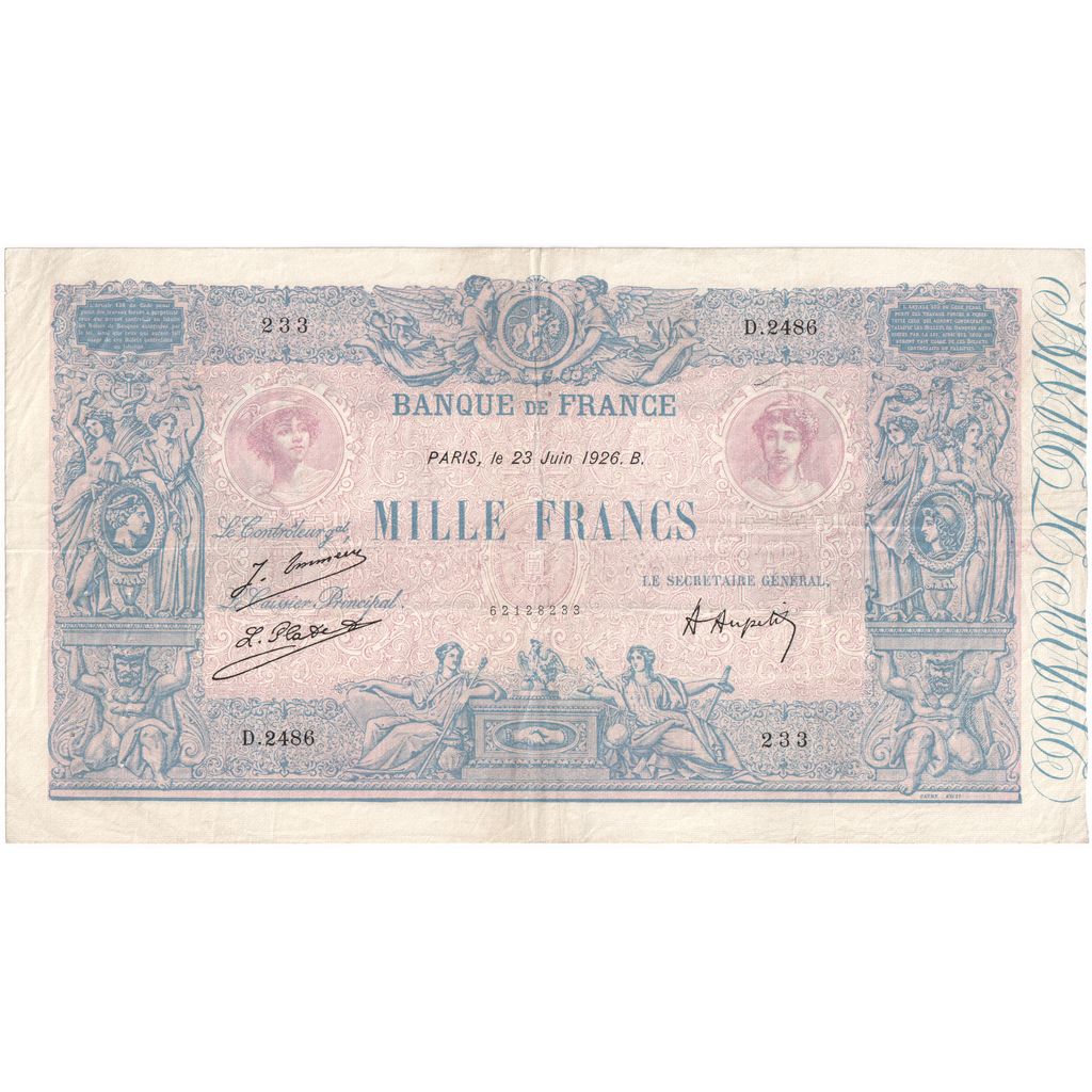 Frankreich, 1000 Francs, Bleu et Rose, 1926-06-23, D.2486, SS