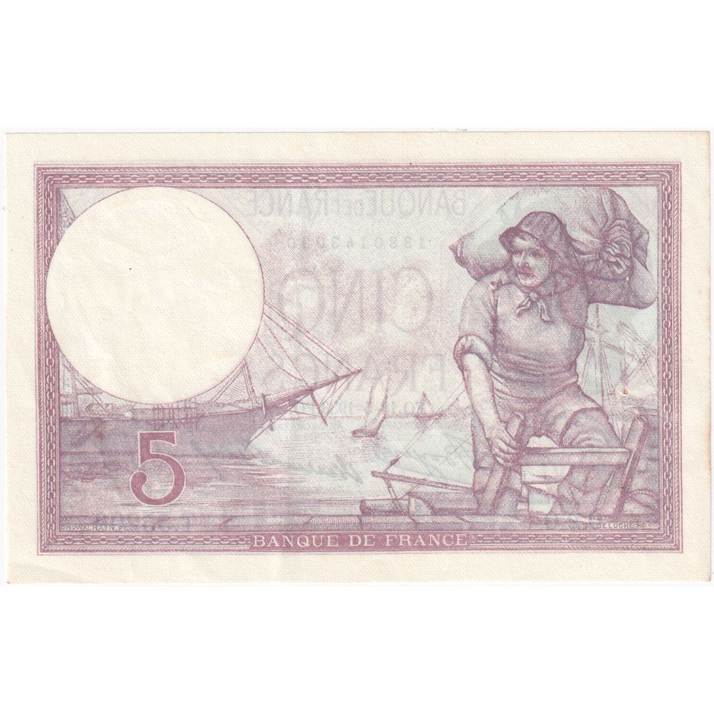 France, 5 Francs, Violet, 1933-05-18, T.55206, UNC(63)