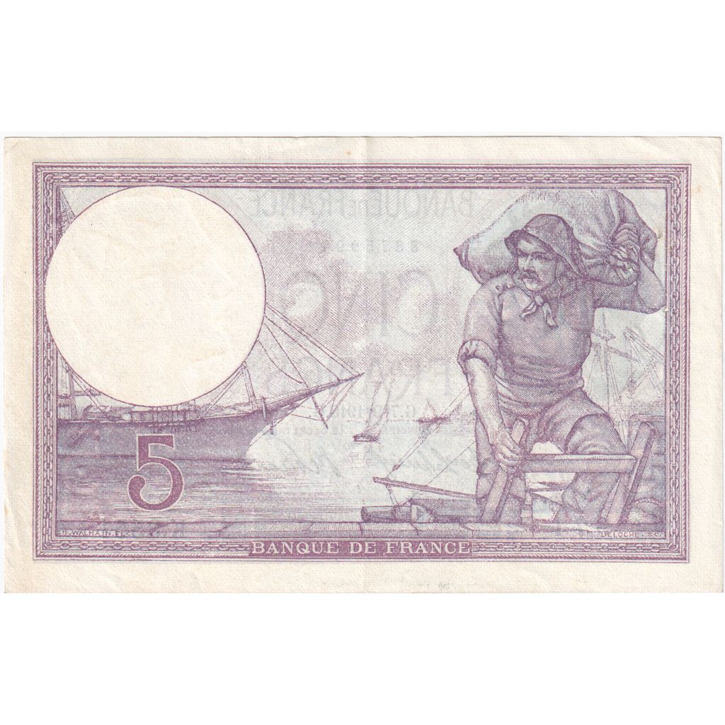 France, 5 Francs, Violet, 1918-09-07, K.3551, UNC(60-62)
