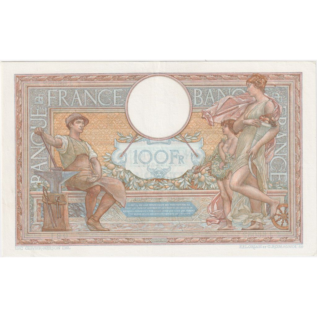 France, 100 Francs, Luc Olivier Merson, 1939-04-13, J.66052, AU(55-58)