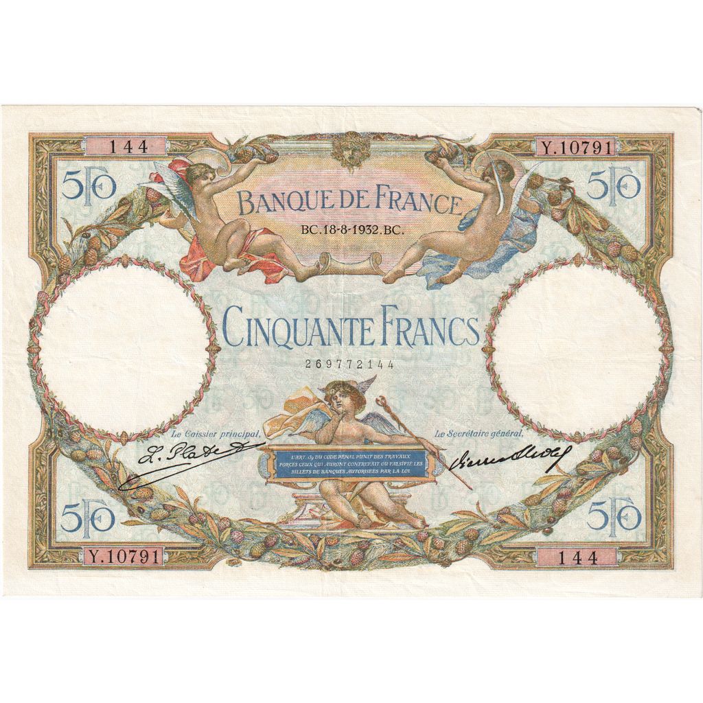 France, 50 Francs, Luc Olivier Merson, 1932-08-18, Y.10791, EF(40-45)