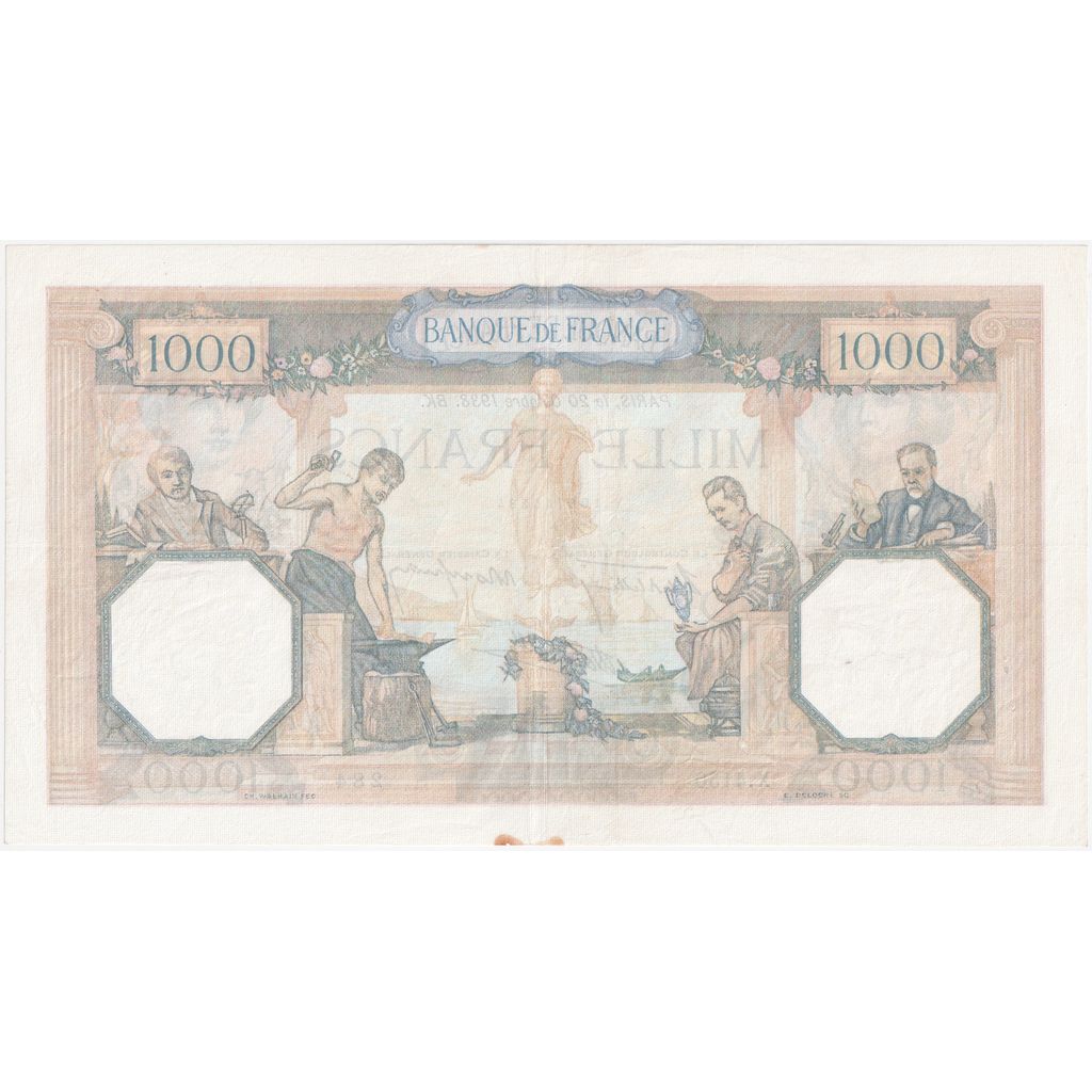 França, 1000 Francs, Cérès et Mercure, 1938-10-20, X.4150, AU(50-53)