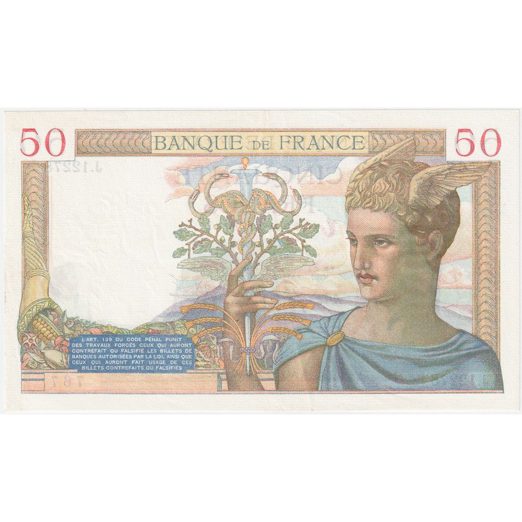 France, 50 Francs, Cérès, 1940-02-22, J.12278, UNC(65-70)