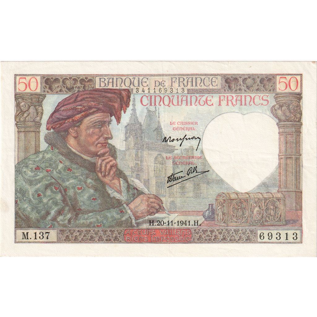 Frankrijk, 50 Francs, Jacques Coeur, 1941-11-20, M.137, SUP+