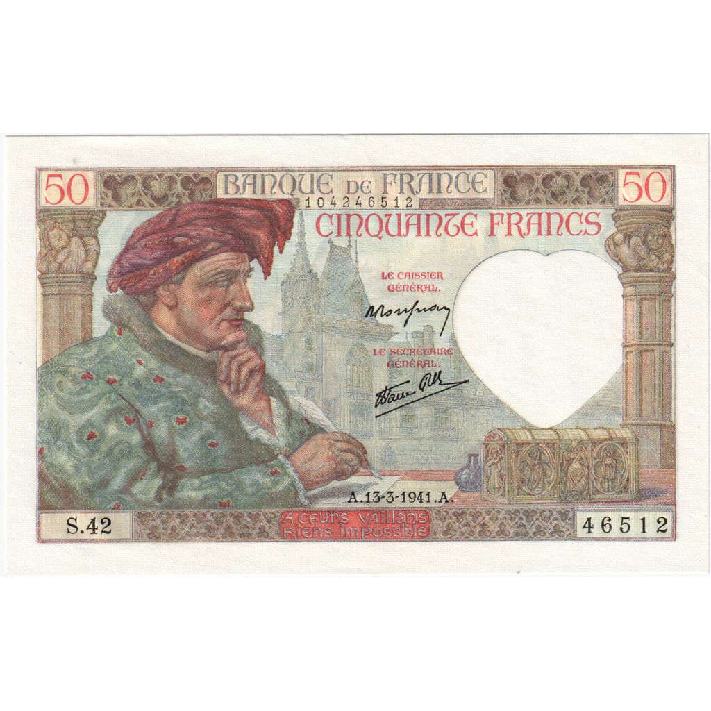 Frankrijk, 50 Francs, Jacques Coeur, 1941-03-13, S.42, NIEUW