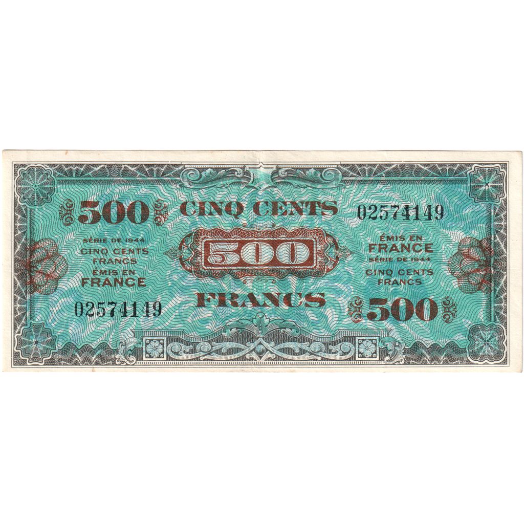 France, 500 Francs, Flag/France, 1944, UNC(60-62)