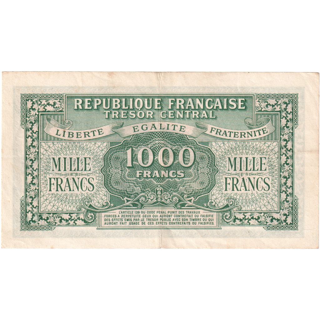 France, 1000 Francs, Marianne, 1945, 83D, UNC(60-62)