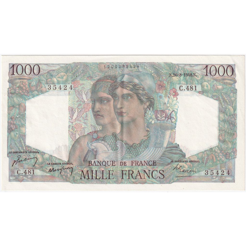 France, 1000 Francs, Minerve et Hercule, 1948-08-26, C.481, EF(40-45)