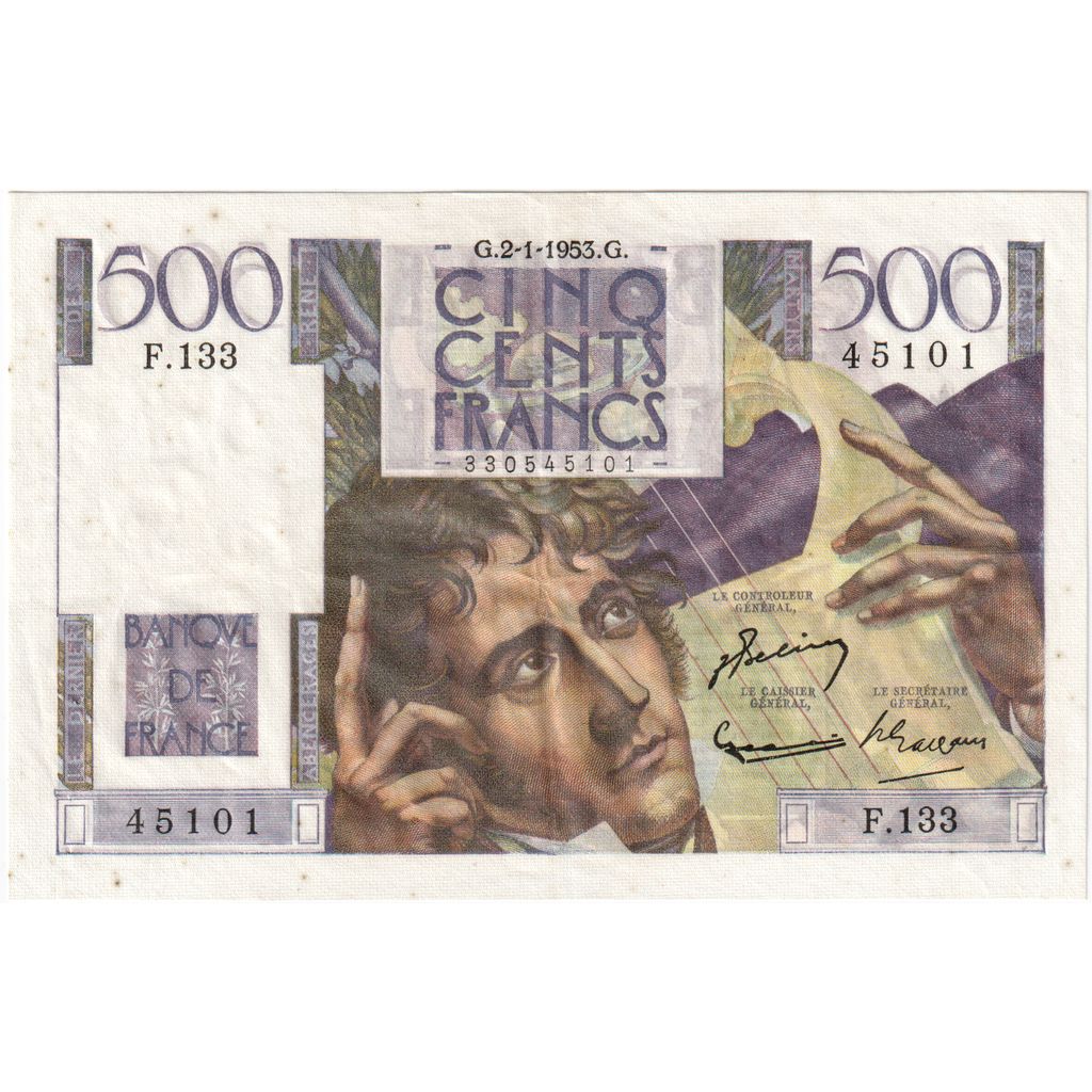 Frankrijk, 500 Francs, Chateaubriand, 1953-01-02, F.133, SUP