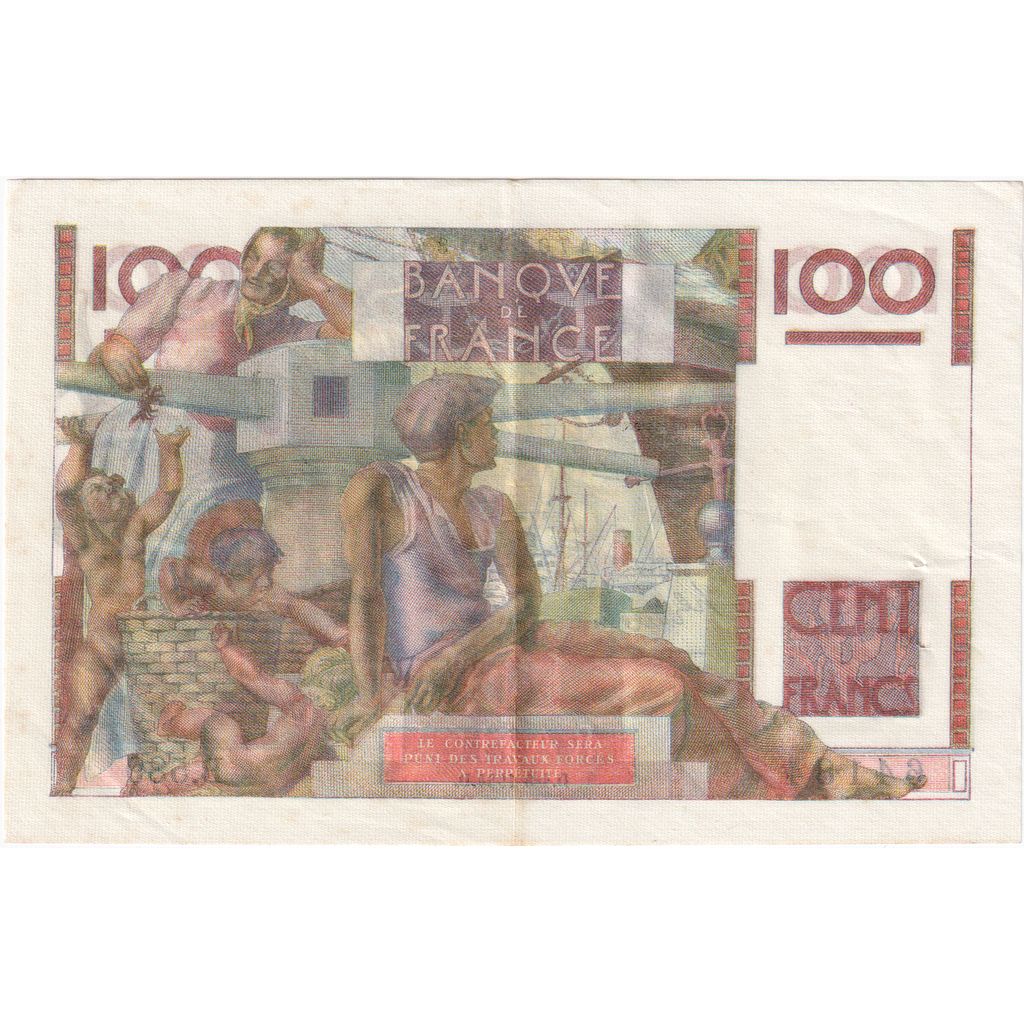 Frankrijk, 100 Francs, Jeune Paysan, 1954-03-04, B.589, filigrane inversé, TTB+