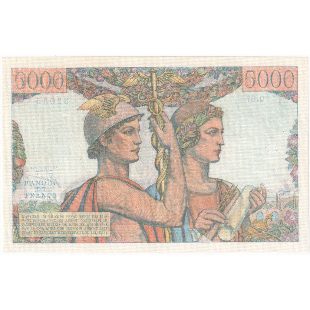 França, 5000 Francs, Terre et Mer, 1951-04-05, Q.67, AU(55-58)