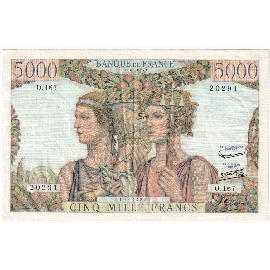 Frankreich, 5000 Francs, Terre et Mer, 1957-06-06, O.167, SS