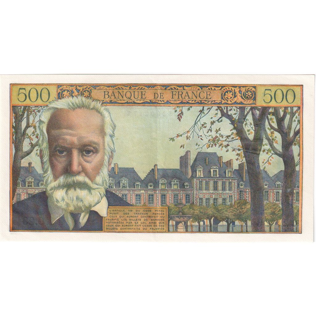 France, 500 Francs, Victor Hugo, 1954-03-04, O.23, AU(50-53)