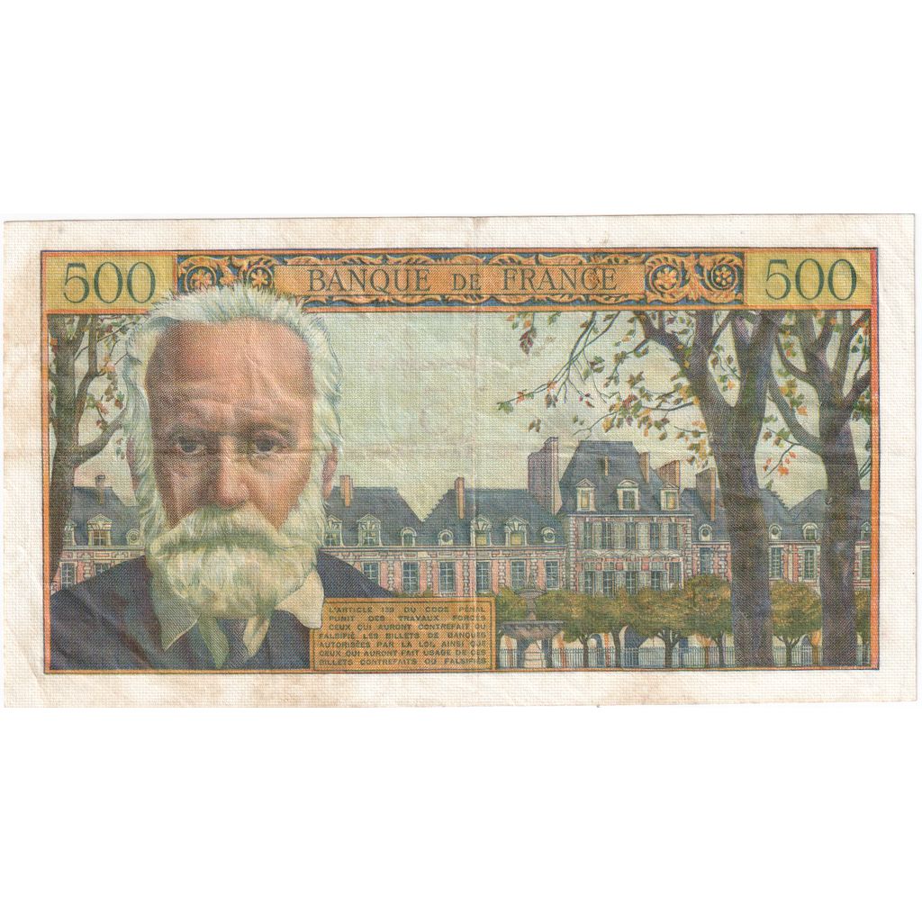 France, 5 Nouveaux Francs on 500 Francs, Victor Hugo, 1959-02-12, Y.119