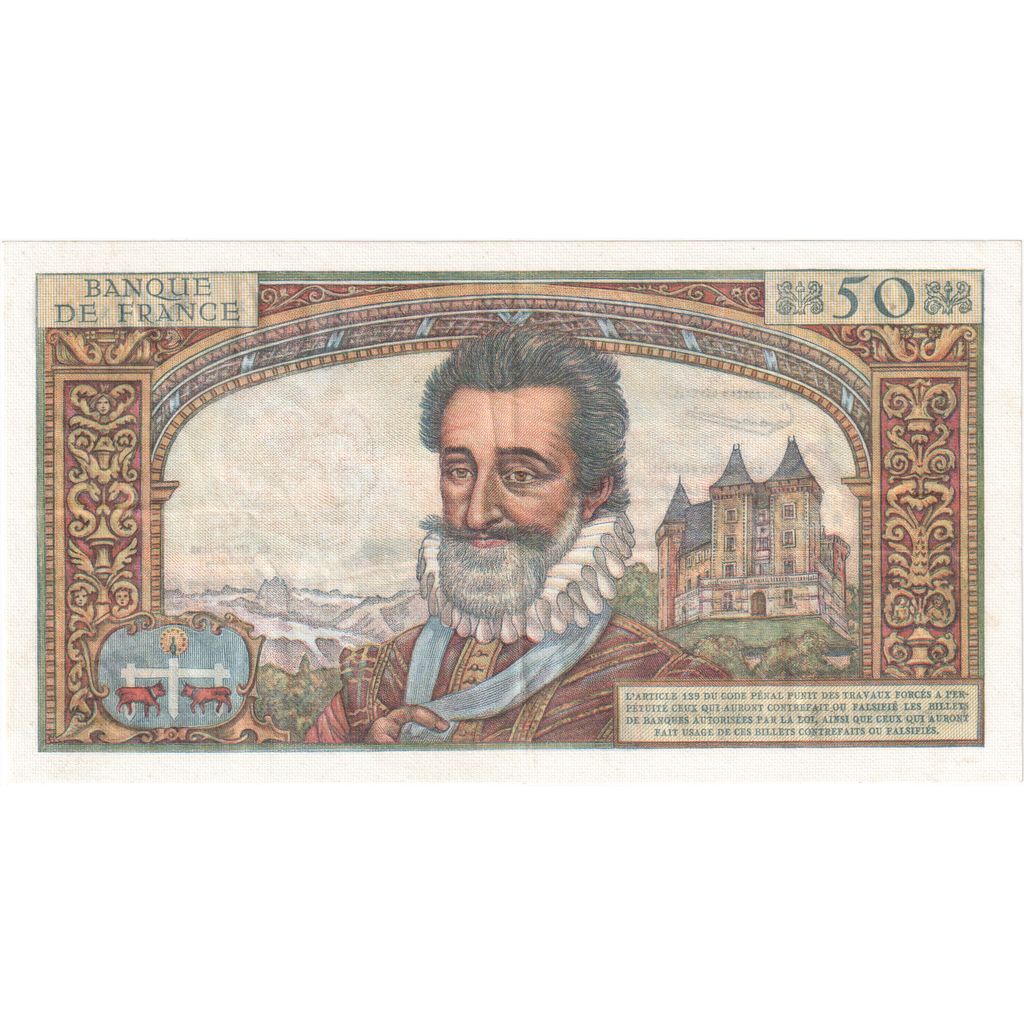 France, 50 Nouveaux Francs, Henri IV, 1959-03-05, J.9, AU(50-53)