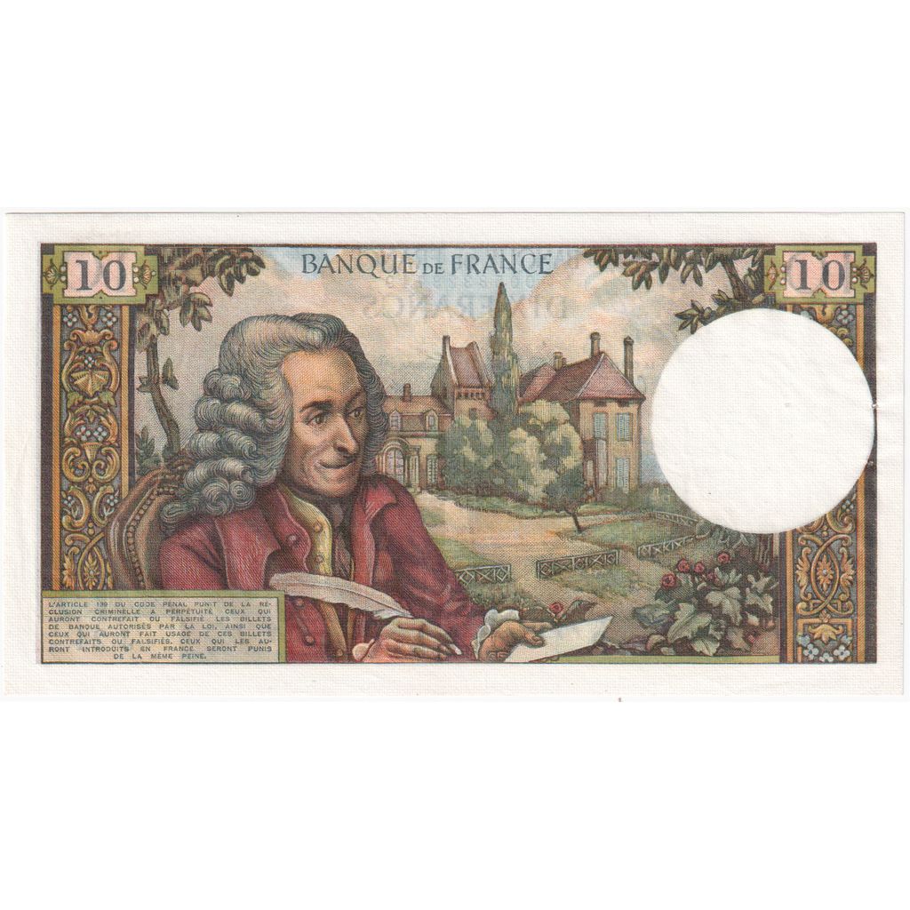 France, 10 Francs, Voltaire, 1963-10-10, J.24, AU(50-53)