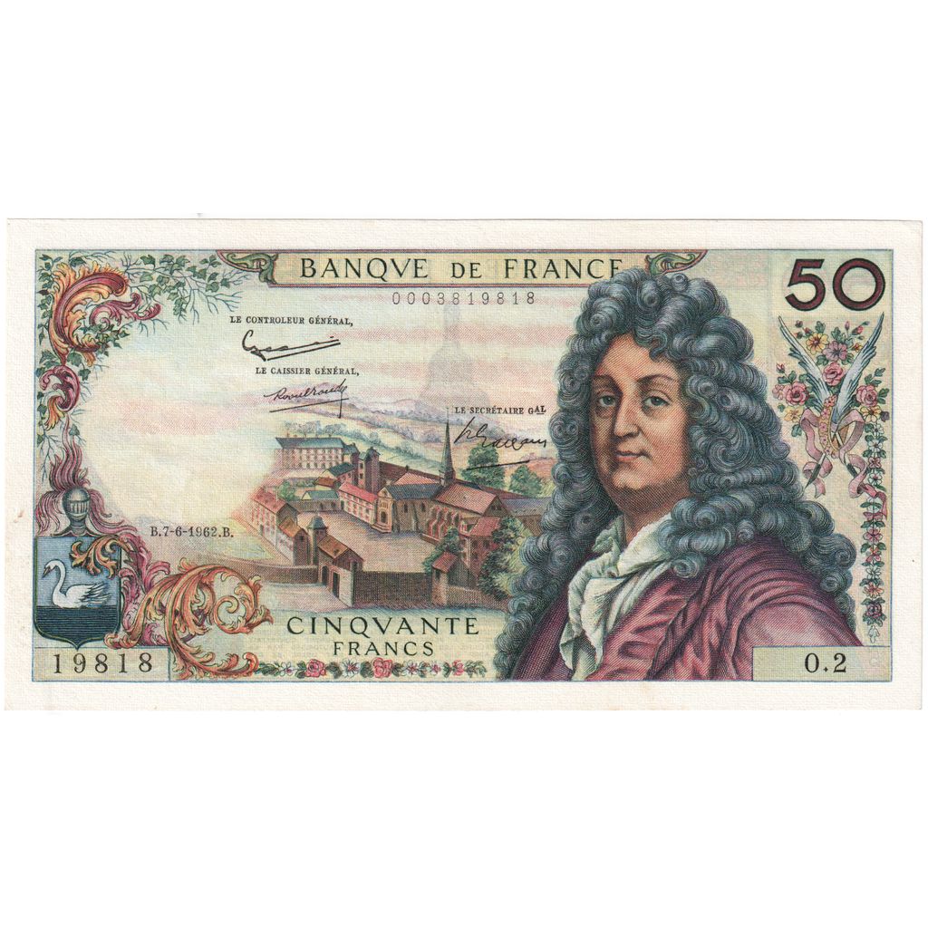 France, 50 Francs, Racine, 1962-06-07, O.2, SPL